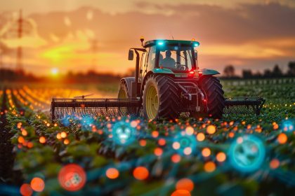 Integration of IoT in farming, highlighting precision agriculture and smart farming technology, Agri-tech innovations, smart farming, agriculture in industry.