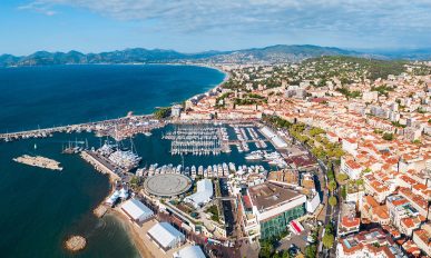 Cannes aerial panoramic view, France